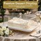 Basicwise Plastic Cake Stand with Clear Flat-Top Cover and Gold Handles Ribbed Serving Tray for Cupcakes Fruits Salads and Desserts Transparent Table Display for Parties and Events